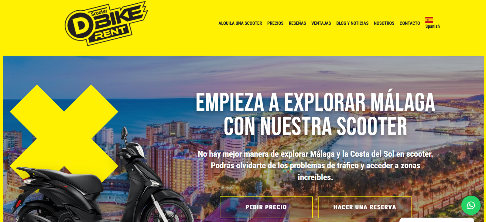 Web de DBike Scooter Rental Málaga con mantenimiento y soporte de mrdeevvv